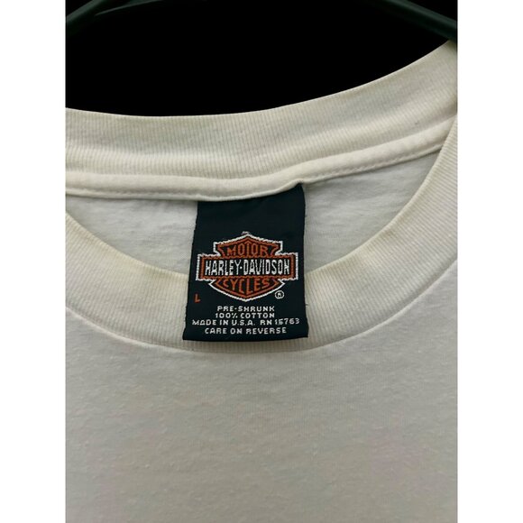 Harley-Davidson H-D White SS T-Shirt Flames & Cycle Seaford Delaware DE 2000 - Picture 5 of 7